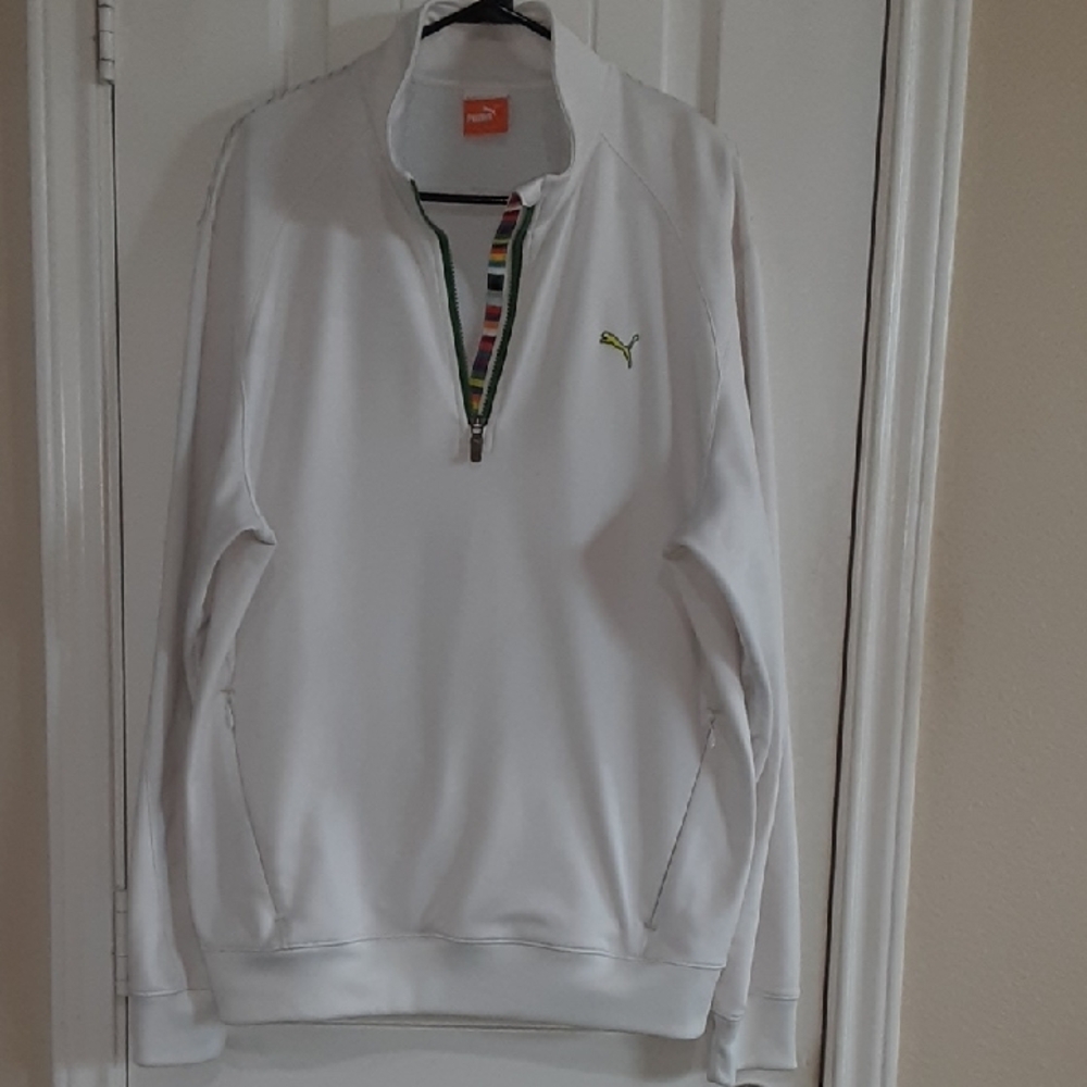 Rare PUMA Sportlifestyle Golf 1/4 Zip - Front Pockets & Rainbow Trim - Men's L